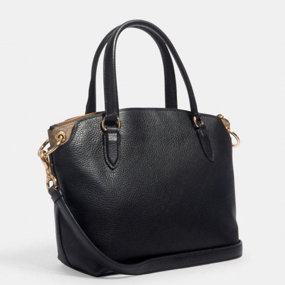 NWT COACH LARGE REMI SATCHEL HANDBAG LEATHER BLACK - Picture 2 of 4